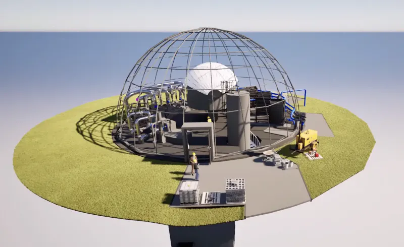 Vue 3D extérieure de la centrale géothermique du ZooParc de Beauval