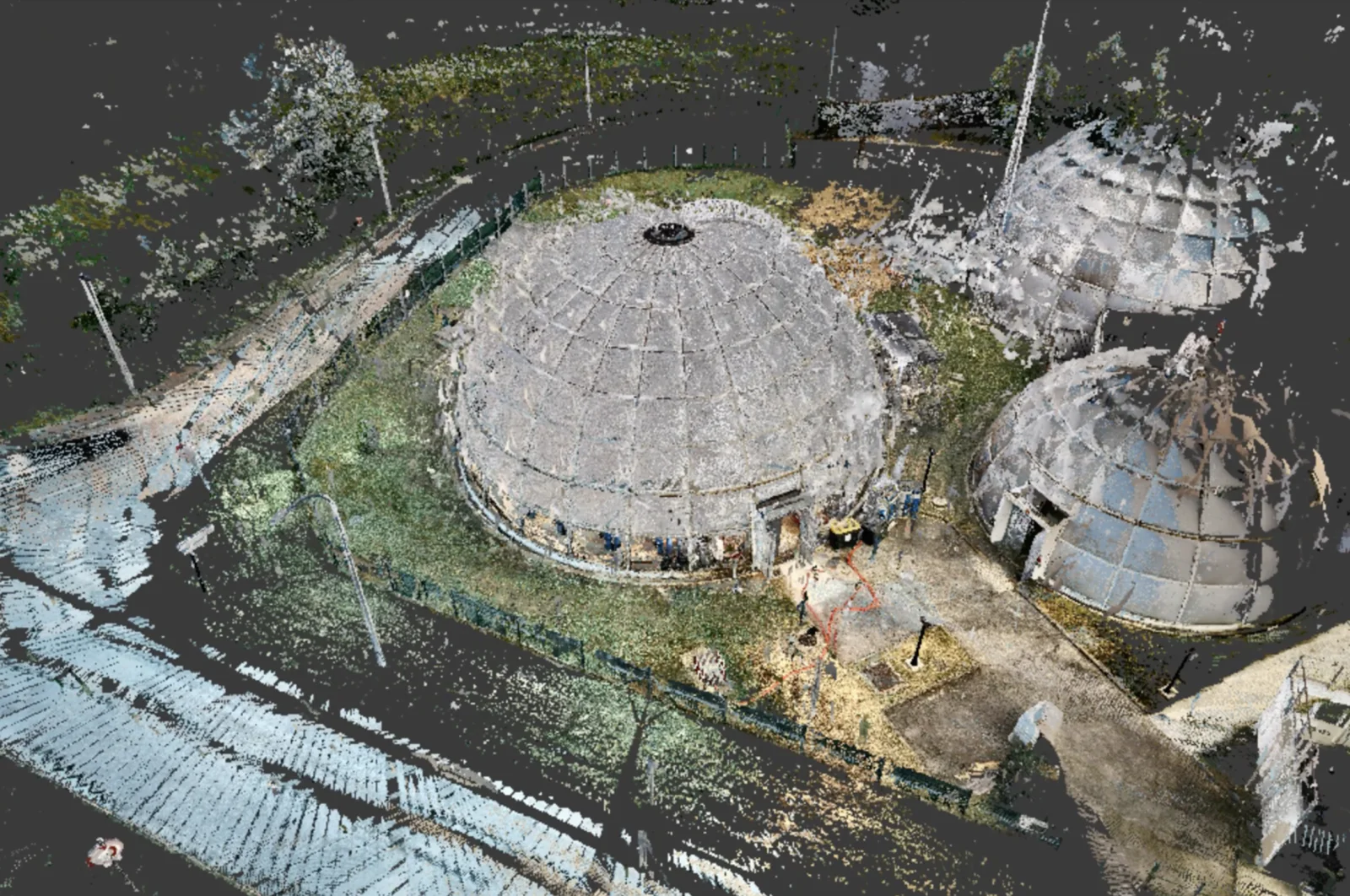 Scan 3D point cloud de la centrale géothermique sous dôme du ZooParc de Beauval