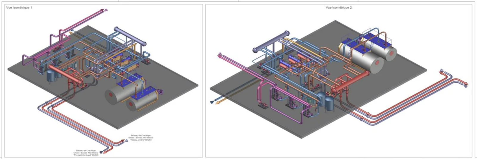 Schéma hydraulique 3D, centrale CAPVM