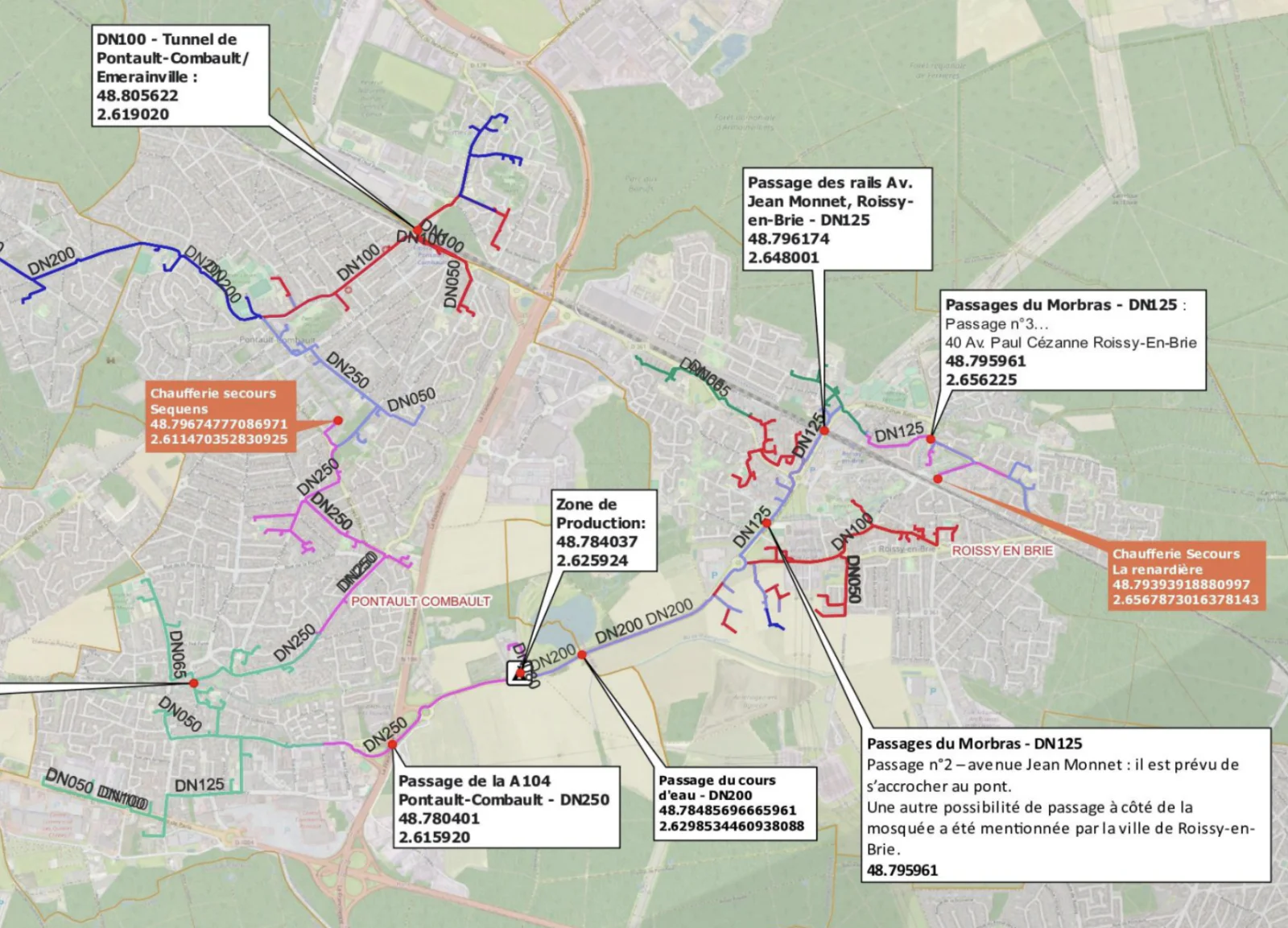 Sud CAPVM · Tracé du réseau